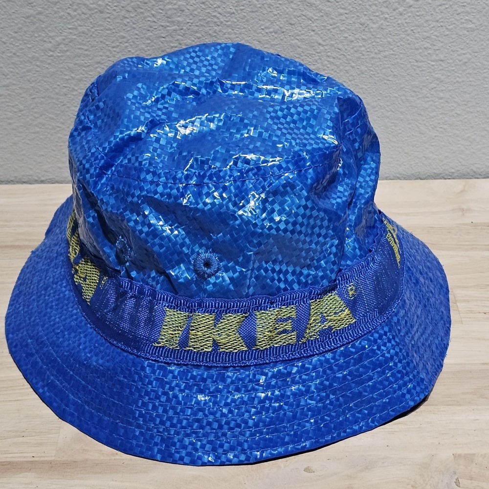 IKEA Logo Bucket Hat Blue Yellow Unisex Adults Woven Look